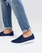 ASOS - Scarpe da ginnastica di tela senza lacci in tessuto a rete blu navy - Navy