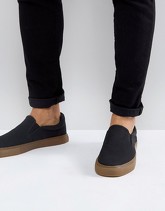 ASOS - Scarpe da ginnastica di tela nere senza lacci con suola in gmma - Nero