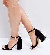 ASOS - HEARTACHE - Sandali a pianta larga con tacco - Nero