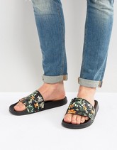 ASOS - Slider nere con stampa hawaiana - Nero