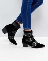 ASOS - RAVANA - Stivaletti scamosciati con finiture metalliche - Nero