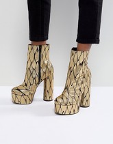 ASOS X MARY BENSON - Stivaletti con plateau - Oro