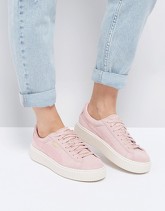 Puma - Scarpe da ginnastica con plateau in raso scamosciate rosa - Rosa