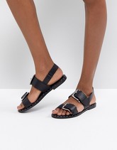 ASOS - FOR ONCE - Sandali bassi in pelle con borchie - Nero