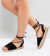 ASOS - JASIA - Sandali stile espadrillas pianta larga - Nero