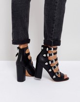 ASOS PISTON - Sandali stile western con cinturini e tacco - Nero