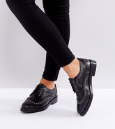 ASOS MONTEREY - Scarpe pianta larga basse in pelle con borchie - Nero