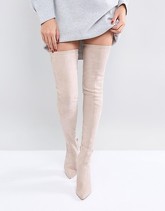 ASOS KENDRA - Stivali cuissard a punta - Beige