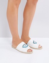 ASOS - JUST LOOKING - Sabot stile espadrillas con occhietti decorativi - Bianco