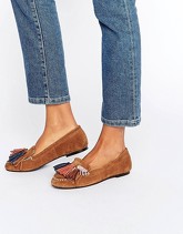 ASOS - MYLA - Scarpe piatte in pelle scamosciata con nappe - Cuoio