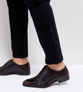 ASOS - Scarpe Oxford pianta larga in pelle bordeaux con trafori al laser - Rosso