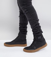 ASOS - Sneakers alte nere con suola in gomma e pianta larga - Nero