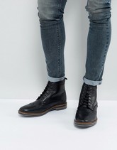 Base London - Hurst - Stivaletti brogue in pelle neri - Nero