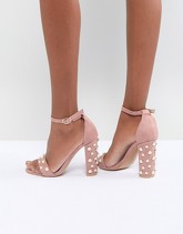 Glamorous - Blush - Sandali con tacco largo con perle - Rosa