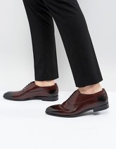 HUGO - Appeal - Scarpe Oxford stringate bordeaux in pelle - Rosso