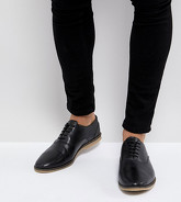 ASOS - Scarpe pianta larga stringate casual nere in pelle traforata - Nero