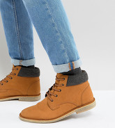 ASOS - Desert boots da lavoro a pianta larga in pelle color cuoio - Cuoio