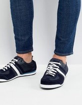 BOSS - Sneakers in misto camoscio e nylon blu navy - Navy