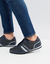 BOSS - Sneakers blu navy in nylon riflettenti - Navy