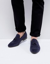 New Look - Mocassini blu navy in pelle sintetica scamosciata con nappe - Navy