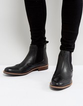 Silver Street - Stivaletti Chelsea brogue nero pelle - Nero