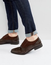 ASOS - Scarpe brogue marroni in pelle e camoscio sintetici - Marrone