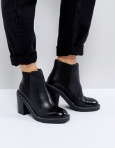 ASOS - ENTAIL - Stivaletti Chelsea premium in pelle con tacco - Nero