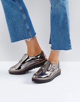 London Rebel - Scarpe flatform con zip sul davanti - Grigio