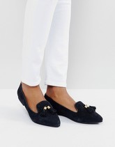 Park Lane - Scarpe piatte a punta scamosciate con nappe - Nero