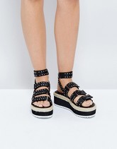 RAID - Renato - Sandali flatform neri con borchie - Nero