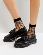 Dr Martens - Adrian - Mocassini effetto coccodrillo con nappe - Nero