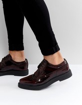 ASOS - Scarpe brogue con suola stile creeper in pelle bordeaux - Rosso