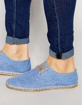 ASOS - Espadrillas stile derby in chambray blu - Blu