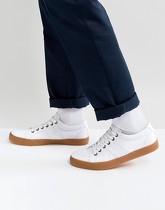 ASOS - Scarpe da ginnastica stringate in tela bianche con suola in gomma - Bianco