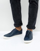 ASOS DESIGN - Sneakers in pelle vegan blu navy con punta - Navy