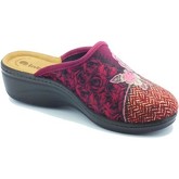 Scarpe Inblu Pantofole per donna in tessuto prugna con rosa zeppa media