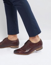 ASOS - Scarpe derby stringate in pelle marrone con suola naturale - Marrone