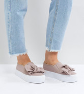 ASOS - DISCOVERY - Scarpe di tela flatform a pianta larga con fiocco - Beige