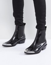 ASOS - AMBERLEY - Stivaletti Chelsea stile western in pelle - Nero