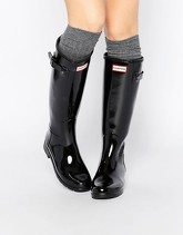 Hunter Original - Stivali da pioggia alti nero lucido rifiniti - Nero