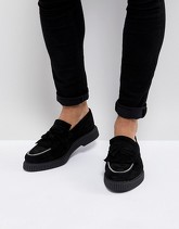 ASOS - Mocassini creeper scamosciati neri con zip - Nero