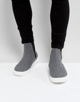 ASOS - Scarpe da ginnastica stile Chelsea in caldo tessuto grigio - Grigio