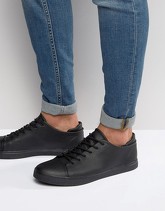 ASOS DESIGN - Scarpe da ginnastica in pelle vegan nere con punta - Nero