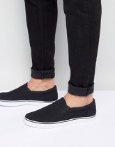 ASOS - Scarpe da ginnastica di tela senza lacci nere - Nero