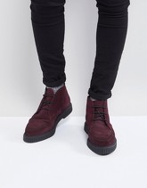 ASOS - Stivaletti stringati in camoscio bordeaux con suola stile creeper - Rosso