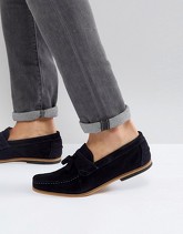 River Island - Mocassini scamosciati blu navy con nappe - Navy