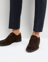 ASOS - Scarpe derby scamosciate marroni con suola effetto invecchiato - Marrone