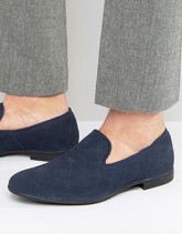 London - Mocassini a pantofola stile brogue trapuntati - Blu