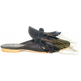Scarpe Gia Couture - Sabot in raso con piume e pompom