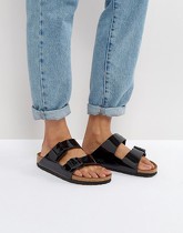 Birkenstock - Arizona Birko - Sandali piatti nero patent - Nero